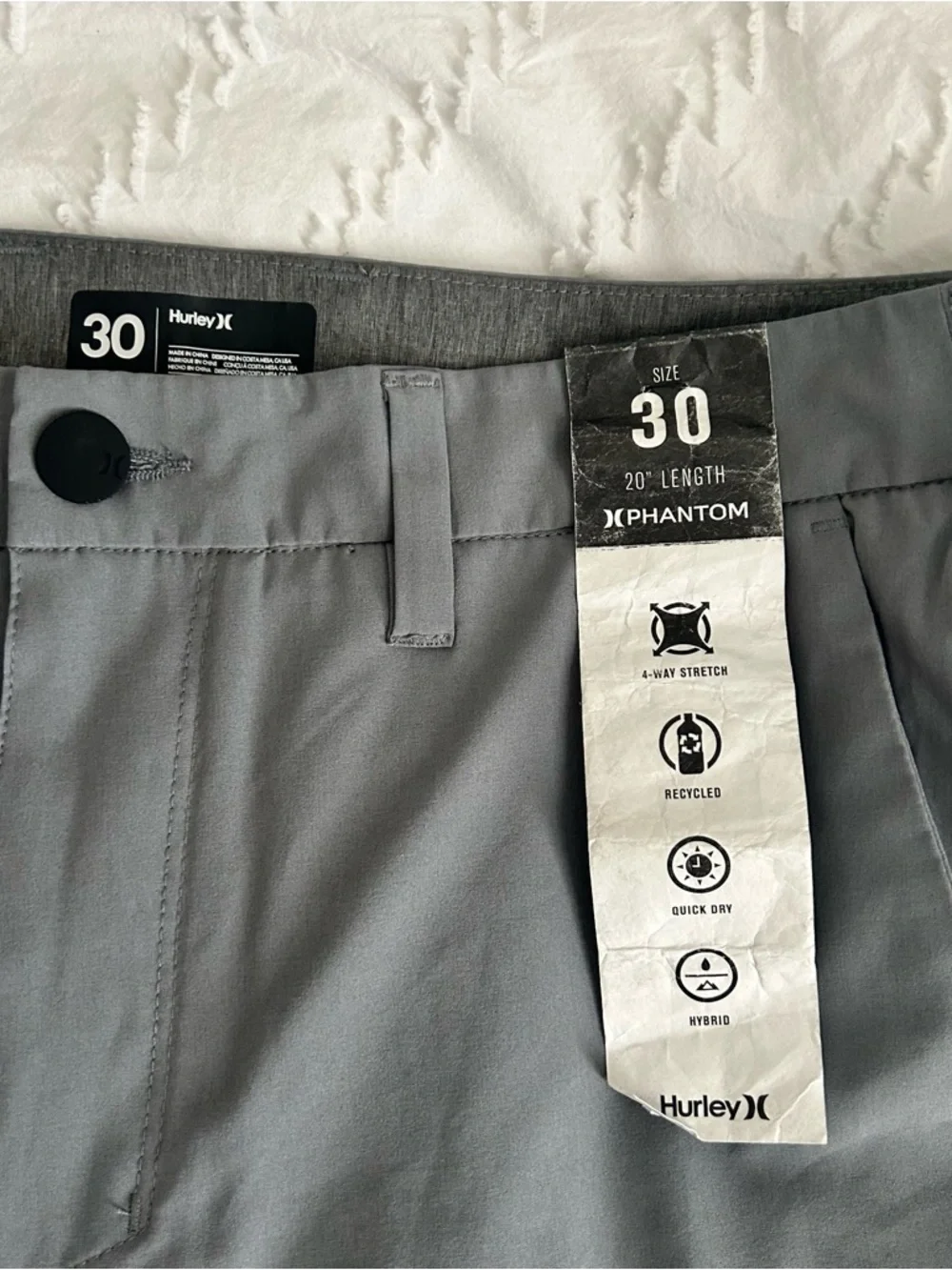 Hurley Men’s Phantom Walkshort 20” Size 30 Gray Hybrid Stretch Shorts NWT NEW